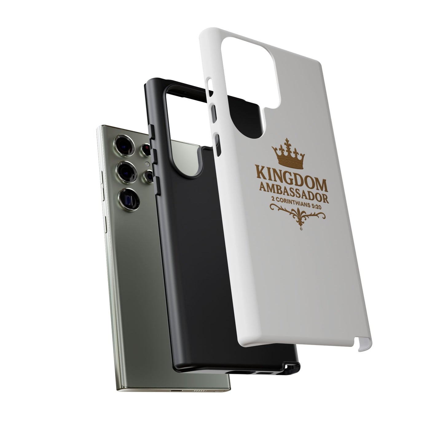 Kingdom Ambassador (Gold Lettering) Rugged Phone Case, Inspirational Mobile Cover, Gift for Faith Lovers, Faith-Based Protector