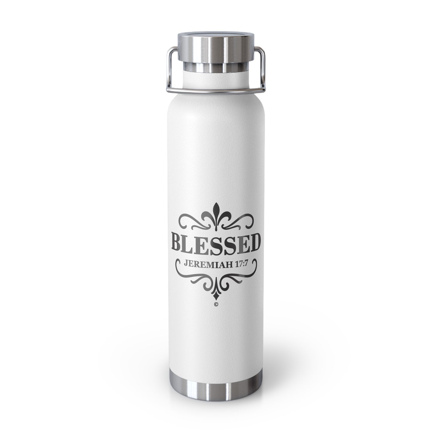 Blessed (Black Lettering) Insulated Water Bottle, Motivational Gift, Faith-Based Drinkware, Inspirational Travel Mug, Biblical Verse Bottle - Cross Apparel USA