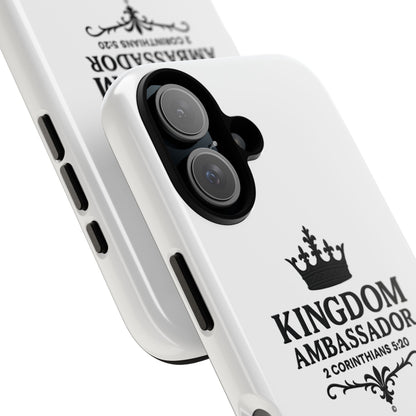 Kingdom Ambassador (Black Lettering) Rugged Phone Case, Inspirational Mobile Cover, Gift for Faith Lovers, Faith-Based Protector