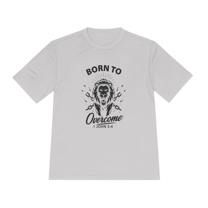 Born to Overcome (Black Lettering) Activewear Performance Moisture Wicking Tee, Faith-Based Workout Shirt, Inspirational Fitness Gear, Gift for Fitness Lovers, Bible Verse T-Shirt - Cross Apparel USA