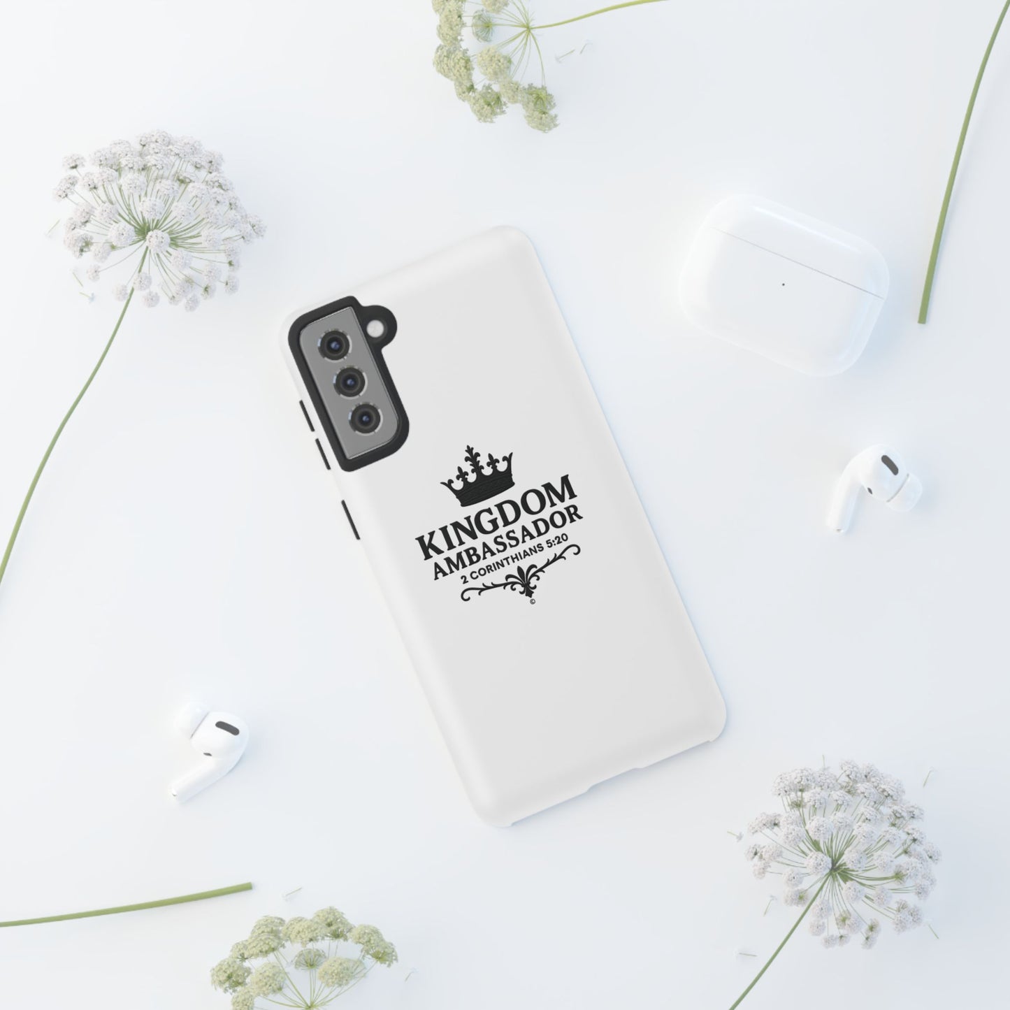 Kingdom Ambassador (Black Lettering) Rugged Phone Case, Inspirational Mobile Cover, Gift for Faith Lovers, Faith-Based Protector