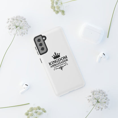 Kingdom Ambassador (Black Lettering) Rugged Phone Case, Inspirational Mobile Cover, Gift for Faith Lovers, Faith-Based Protector