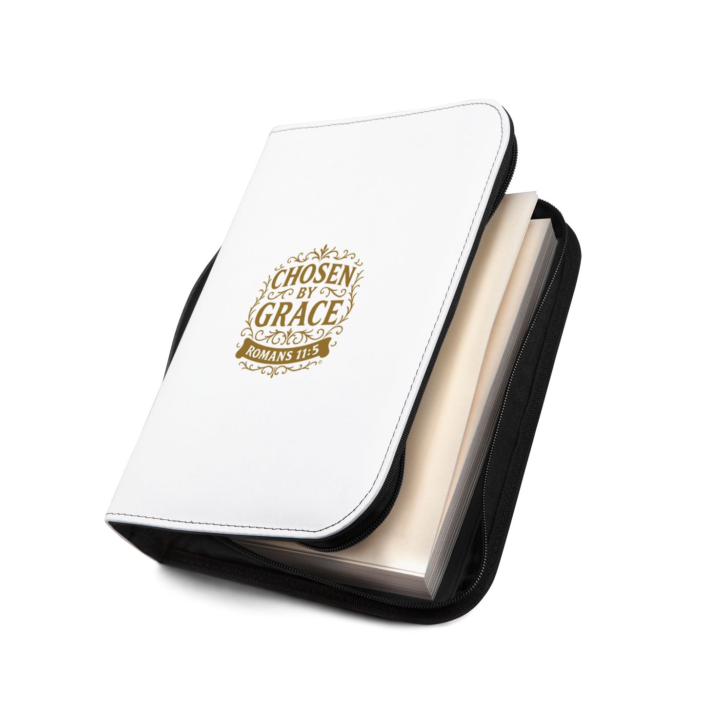 Chosen by Grace (Gold Lettering) Inspirational Bible Cover, Gift for Believers, Faith-Based Book Cover - Cross Apparel USA