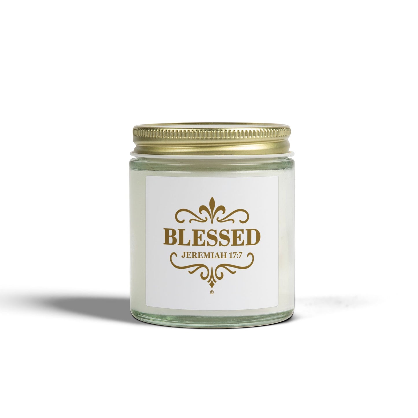 Blessed (Gold Lettering) Scented Candle - Coconut Apricot Wax, Inspirational Home Decor, Gifts for Believers, Relaxation