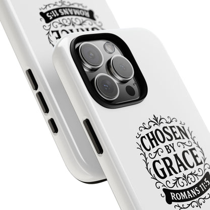 Chosen by Grace (Black Lettering), Rugged Phone Case, Inspirational Mobile Cover, Gift for Faith Lovers, Faith-Based Protector