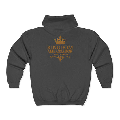 Kingdom Ambassador (Gold Lettering) Zip-Up Hoodie - Cozy Unisex Sweatshirt for Inspirational Style