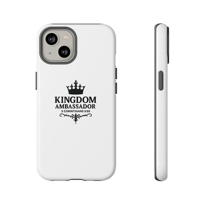 Kingdom Ambassador (Black Lettering) Rugged Phone Case, Inspirational Mobile Cover, Gift for Faith Lovers, Faith-Based Protector - Cross Apparel USA