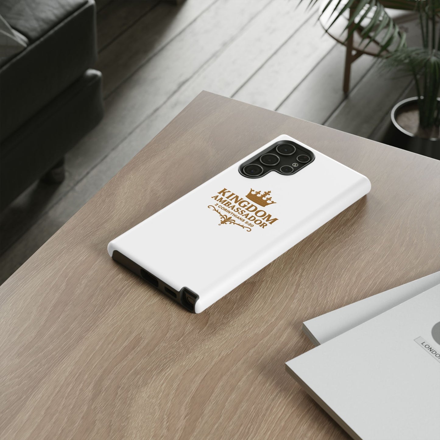 Kingdom Ambassador (Gold Lettering) Rugged Phone Case, Inspirational Mobile Cover, Gift for Faith Lovers, Faith-Based Protector