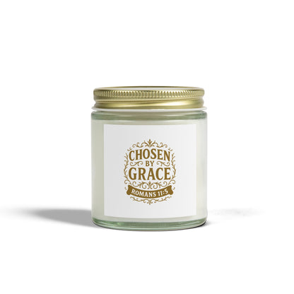 Chosen by Grace (Gold Lettering) Scented Candle - Coconut Apricot Wax, Inspirational Home Decor, Relaxation, Gifts for Believers