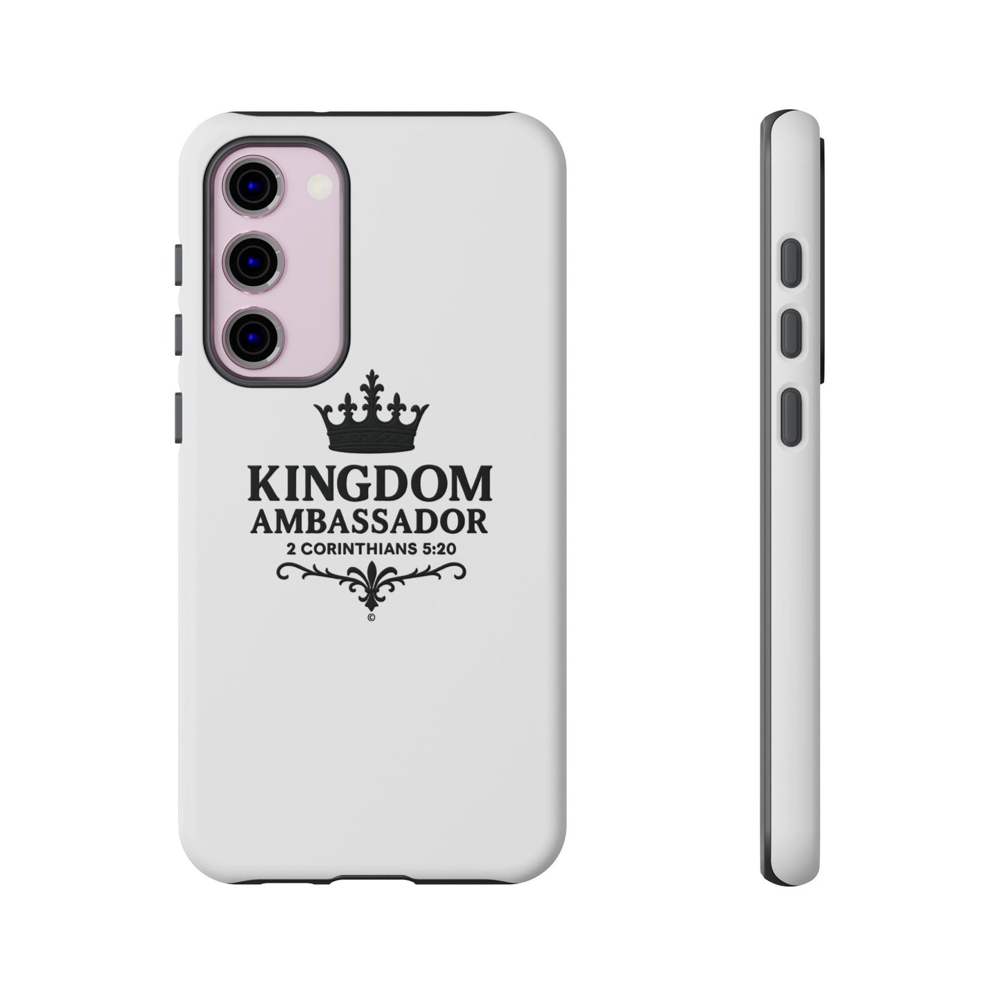 Kingdom Ambassador (Black Lettering) Rugged Phone Case, Inspirational Mobile Cover, Gift for Faith Lovers, Faith-Based Protector