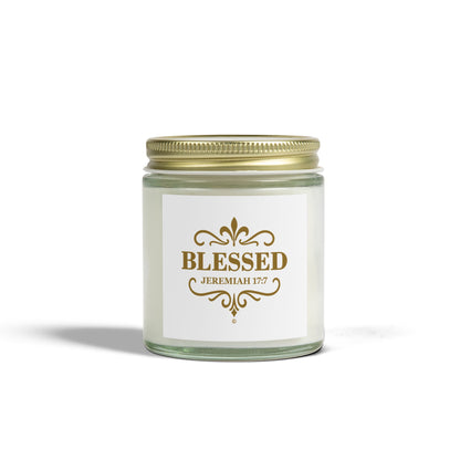 Blessed (Gold Lettering) Scented Candle - Coconut Apricot Wax, Inspirational Home Decor, Gifts for Believers, Relaxation