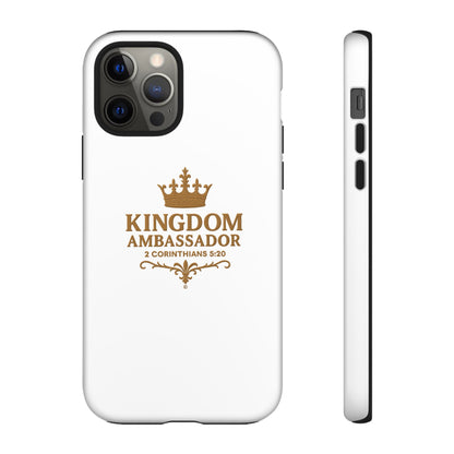 Kingdom Ambassador (Gold Lettering) Rugged Phone Case, Inspirational Mobile Cover, Gift for Faith Lovers, Faith-Based Protector