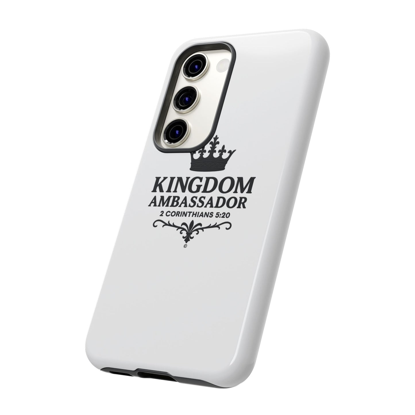 Kingdom Ambassador (Black Lettering) Rugged Phone Case, Inspirational Mobile Cover, Gift for Faith Lovers, Faith-Based Protector