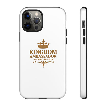 Kingdom Ambassador (Gold Lettering) Rugged Phone Case, Inspirational Mobile Cover, Gift for Faith Lovers, Faith-Based Protector