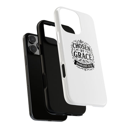 Chosen by Grace (Black Lettering), Rugged Phone Case, Inspirational Mobile Cover, Gift for Faith Lovers, Faith-Based Protector
