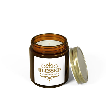 Blessed (Gold Lettering) Scented Candle - Coconut Apricot Wax, Inspirational Home Decor, Gifts for Believers, Relaxation