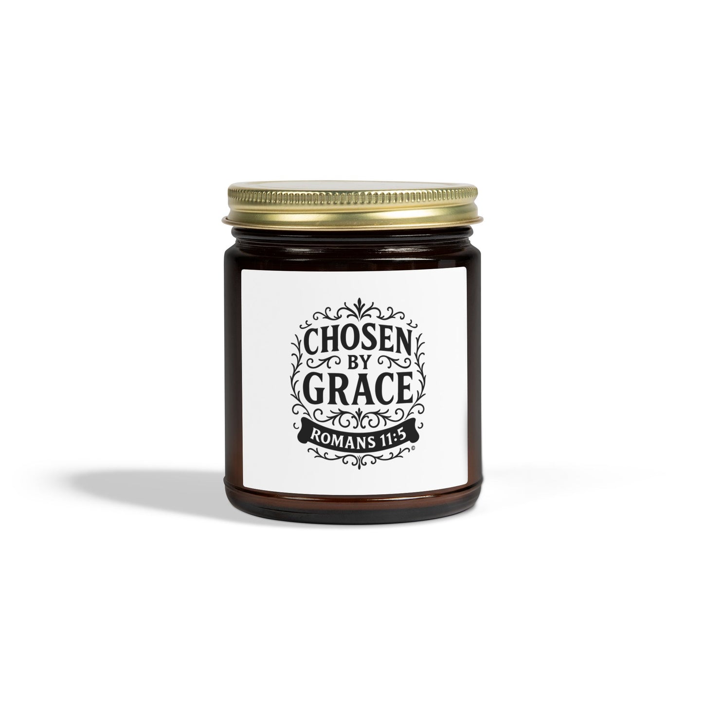 Chosen by Grace (Black Lettering) Scented Candle - Coconut Apricot Wax, Inspirational Home Decor, Relaxation, Gifts for Believers