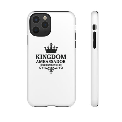 Kingdom Ambassador (Black Lettering) Rugged Phone Case, Inspirational Mobile Cover, Gift for Faith Lovers, Faith-Based Protector