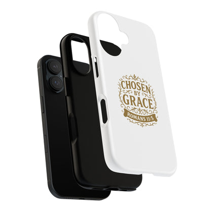 Chosen by Grace (Gold Lettering), Rugged Phone Case, Inspirational Mobile Cover, Gift for Faith Lovers, Faith-Based Protector