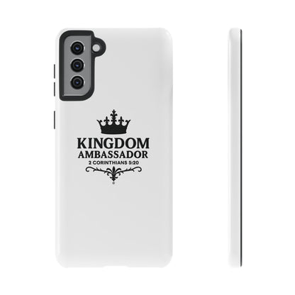 Kingdom Ambassador (Black Lettering) Rugged Phone Case, Inspirational Mobile Cover, Gift for Faith Lovers, Faith-Based Protector