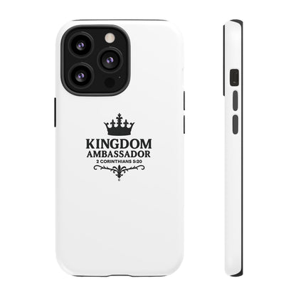 Kingdom Ambassador (Black Lettering) Rugged Phone Case, Inspirational Mobile Cover, Gift for Faith Lovers, Faith-Based Protector - Cross Apparel USA