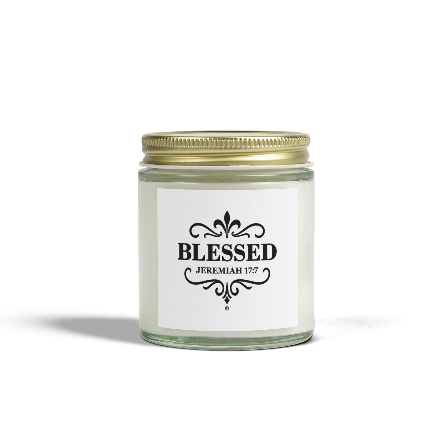 Blessed (Black Lettering) Scented Candle - Coconut Apricot Wax, Inspirational Home Decor, Relaxation, Gifts for Believers