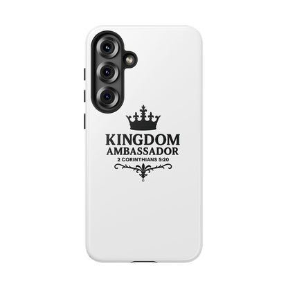 Kingdom Ambassador (Black Lettering) Rugged Phone Case, Inspirational Mobile Cover, Gift for Faith Lovers, Faith-Based Protector