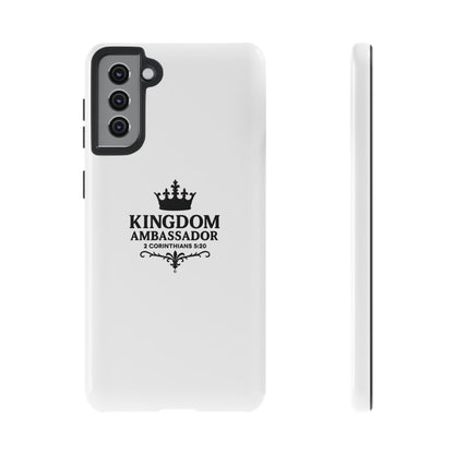 Kingdom Ambassador (Black Lettering) Rugged Phone Case, Inspirational Mobile Cover, Gift for Faith Lovers, Faith-Based Protector - Cross Apparel USA
