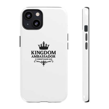 Kingdom Ambassador (Black Lettering) Rugged Phone Case, Inspirational Mobile Cover, Gift for Faith Lovers, Faith-Based Protector - Cross Apparel USA
