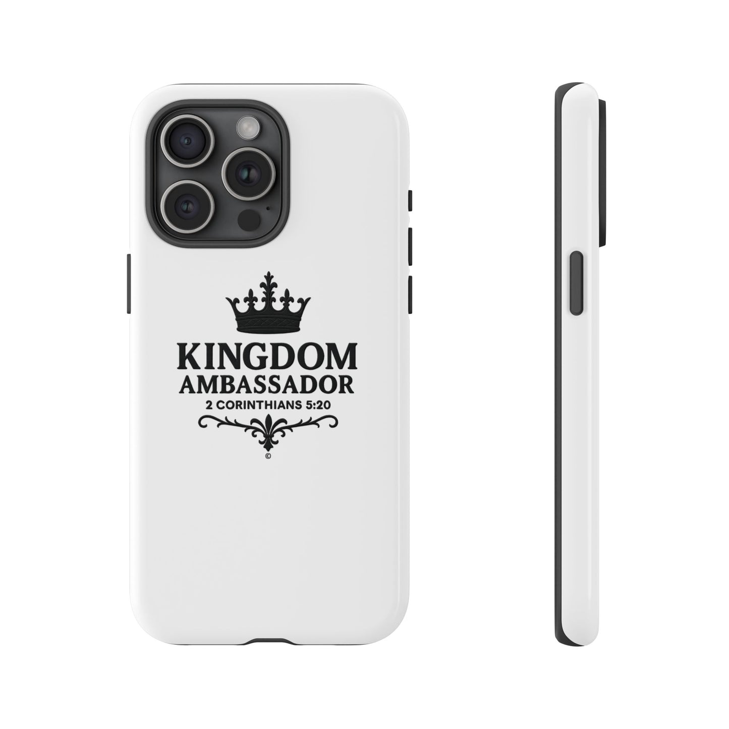 Kingdom Ambassador (Black Lettering) Rugged Phone Case, Inspirational Mobile Cover, Gift for Faith Lovers, Faith-Based Protector