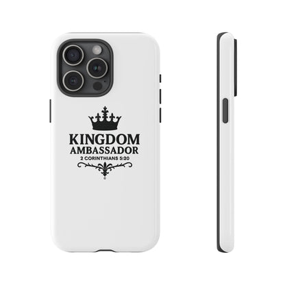 Kingdom Ambassador (Black Lettering) Rugged Phone Case, Inspirational Mobile Cover, Gift for Faith Lovers, Faith-Based Protector