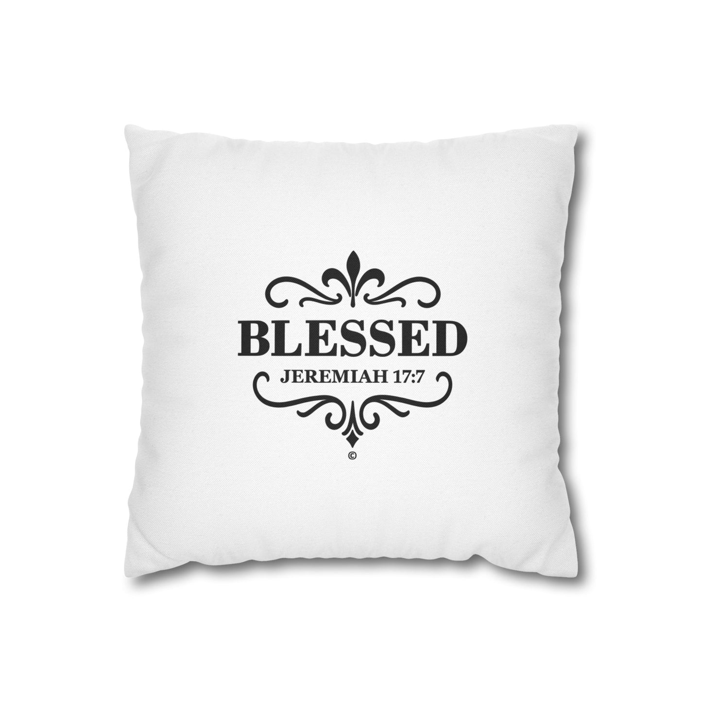Blessed (Black Lettering) Square Pillow Cover | Inspirational Home Decor | Gifts for Faith (Pillow not included)