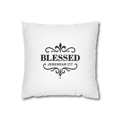 Blessed (Black Lettering) Square Pillow Cover | Inspirational Home Decor | Gifts for Faith (Pillow not included)