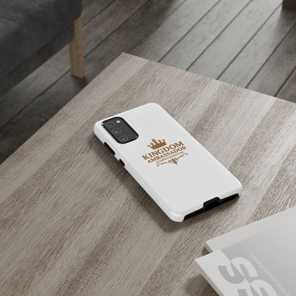 Kingdom Ambassador (Gold Lettering) Rugged Phone Case, Inspirational Mobile Cover, Gift for Faith Lovers, Faith-Based Protector