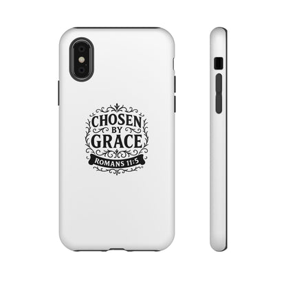Chosen by Grace (Black Lettering), Rugged Phone Case, Inspirational Mobile Cover, Gift for Faith Lovers, Faith-Based Protector