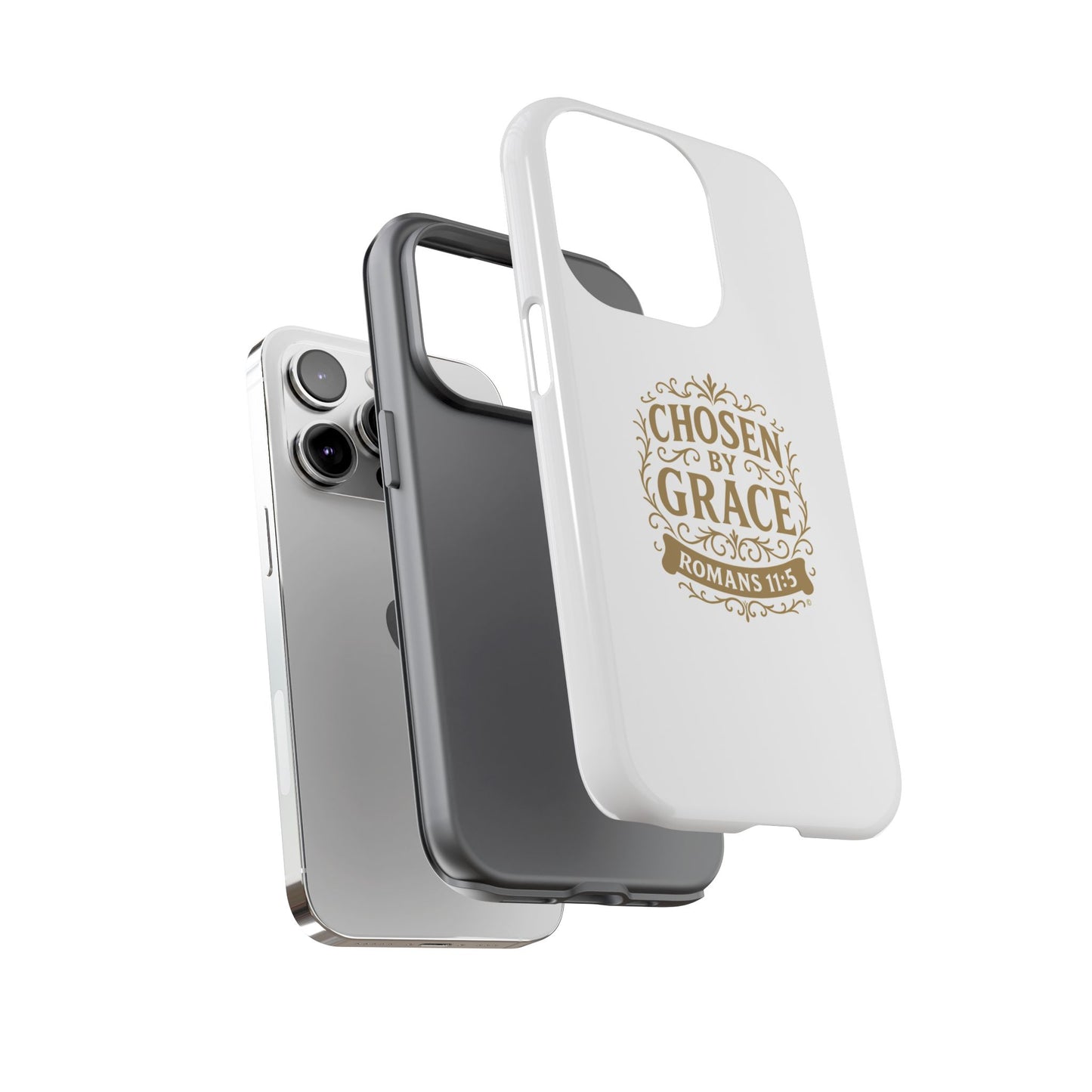 Chosen by Grace (Gold Lettering), Rugged Phone Case, Inspirational Mobile Cover, Gift for Faith Lovers, Faith-Based Protector