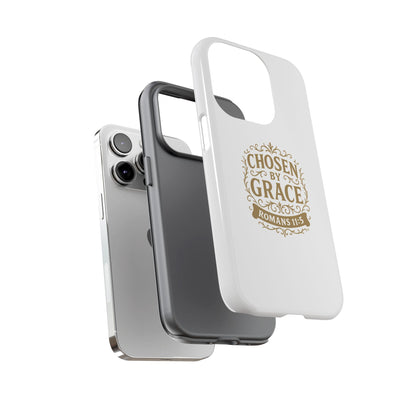 Chosen by Grace (Gold Lettering), Rugged Phone Case, Inspirational Mobile Cover, Gift for Faith Lovers, Faith-Based Protector
