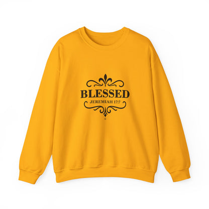Blessed (Black Lettering) Unisex Crewneck Sweatshirt - Inspirational Gift, Christian Apparel, Faith-Based Fashion, Cozy Casual Wear, Bible Verse Sweatshirt