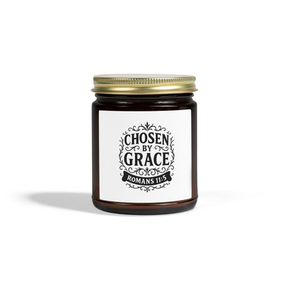 Chosen by Grace (Black Lettering) Scented Candle - Coconut Apricot Wax, Inspirational Home Decor, Relaxation, Gifts for Believers