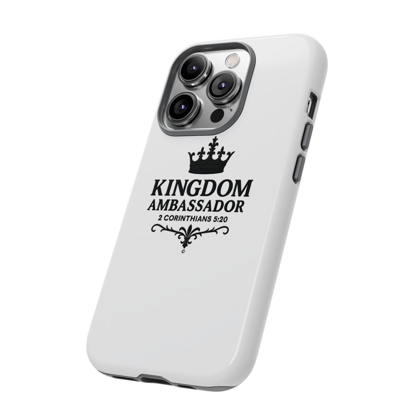 Kingdom Ambassador (Black Lettering) Rugged Phone Case, Inspirational Mobile Cover, Gift for Faith Lovers, Faith-Based Protector