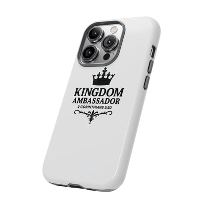 Kingdom Ambassador (Black Lettering) Rugged Phone Case, Inspirational Mobile Cover, Gift for Faith Lovers, Faith-Based Protector