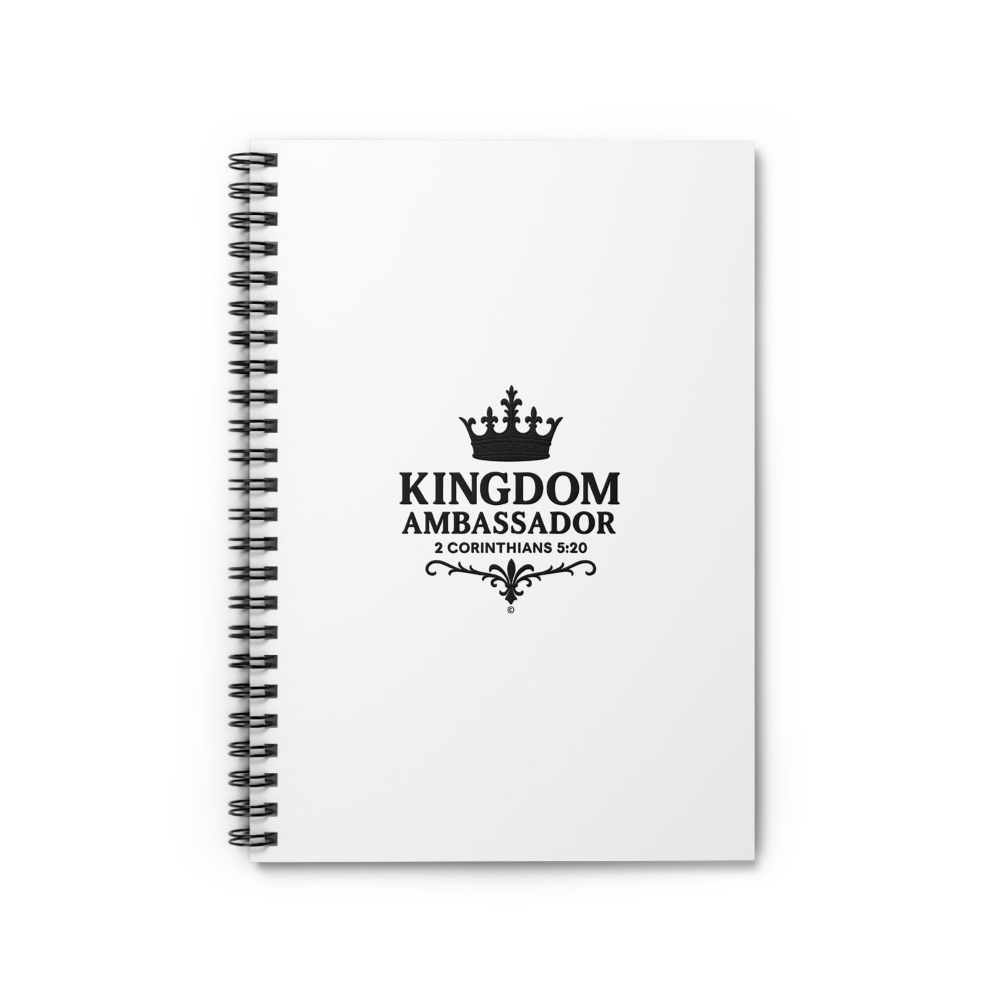 Kingdom Ambassador (Black Lettering) Spiral Notebook - Ruled Line, inspirational Gift, Idea for Students - Cross Apparel USA