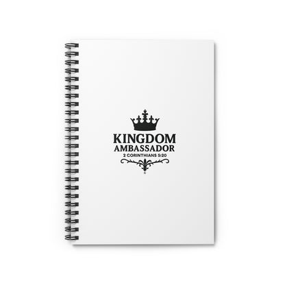 Kingdom Ambassador (Black Lettering) Spiral Notebook - Ruled Line, inspirational Gift, Idea for Students - Cross Apparel USA