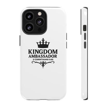 Kingdom Ambassador (Black Lettering) Rugged Phone Case, Inspirational Mobile Cover, Gift for Faith Lovers, Faith-Based Protector