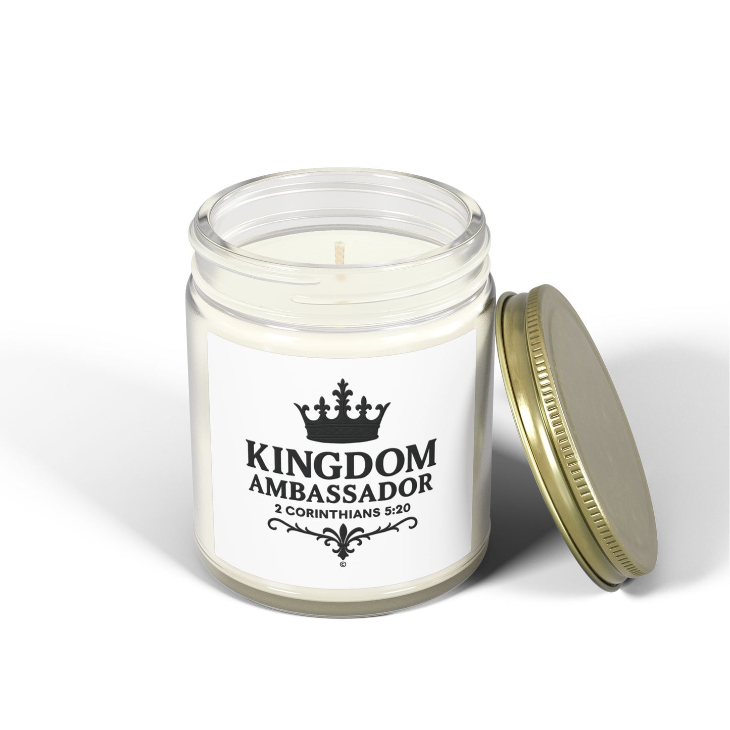 Kingdom Ambassador (Black Lettering) Scented Candle - Coconut Apricot Wax, Inspirational Home Decor, Gifts for Believers, Relaxation