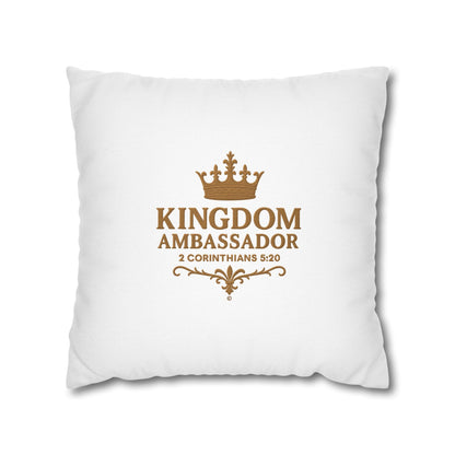 Kingdom Ambassador (Gold Lettering) Square Pillow Cover | Inspirational Home Decor | Gifts for Faith (Pillow not included)