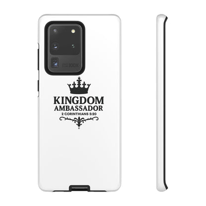 Kingdom Ambassador (Black Lettering) Rugged Phone Case, Inspirational Mobile Cover, Gift for Faith Lovers, Faith-Based Protector