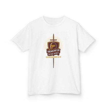 Armor Up (Burgundy & Gold Lettering) Kids Inspirational T-shirt