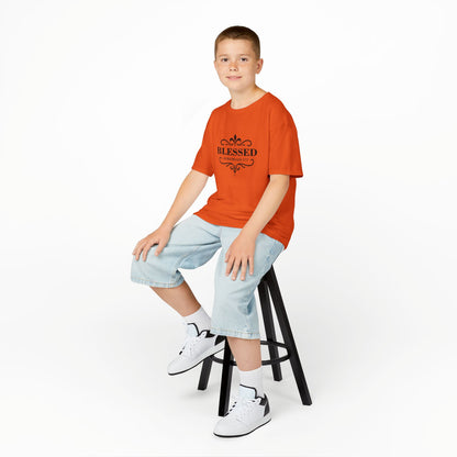 Blessed (Black Lettering) Kids Tee, Faith-based Inspirational Apparel, Gift for Believers, Youth Fashion, Bible Verse Shirt, Meaningful Gift