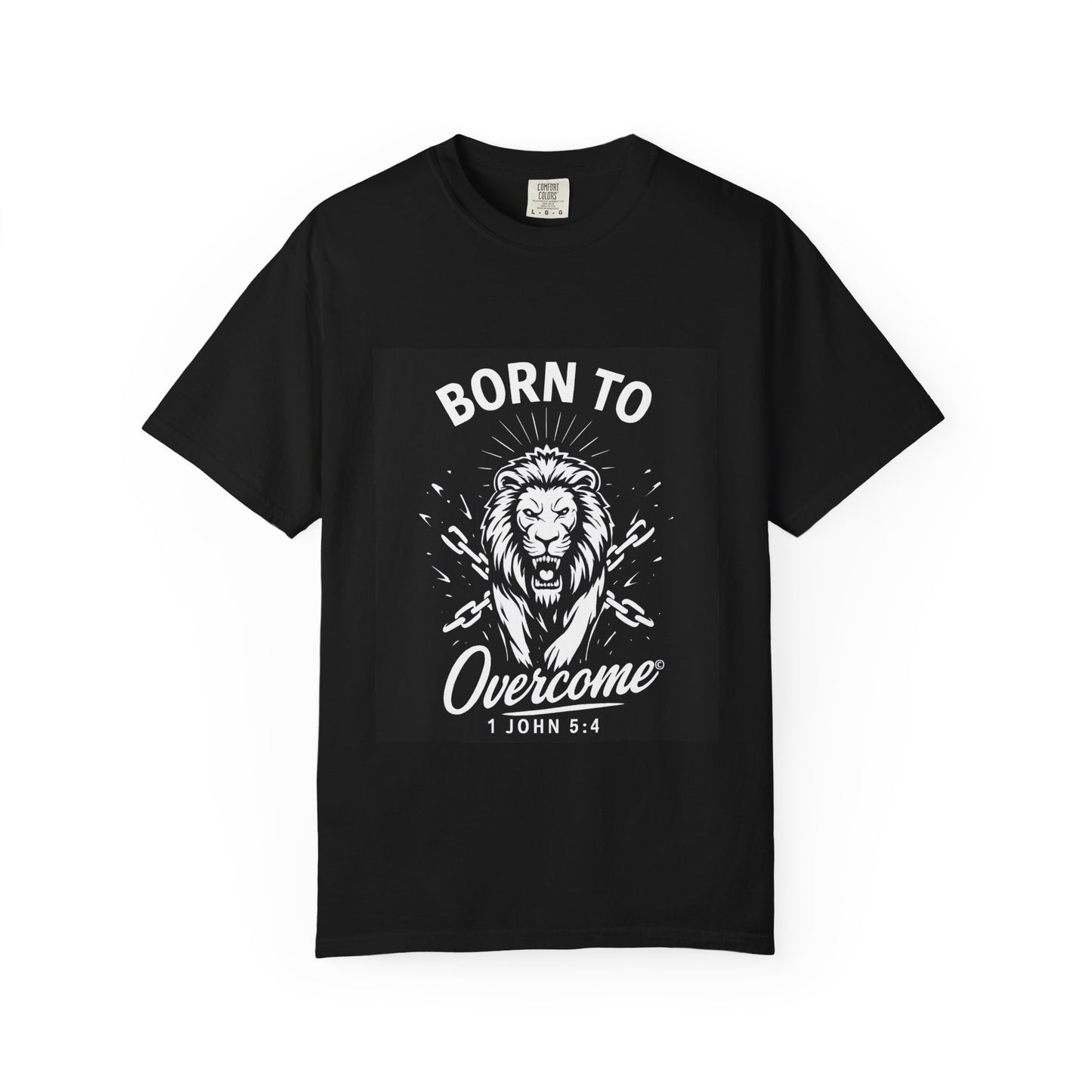 Born to Overcome (White Lettering) Unisex Faith Tee, Relaxed Fit Shirt, Inspirational Apparel, Gift for Believers - Cross Apparel USA